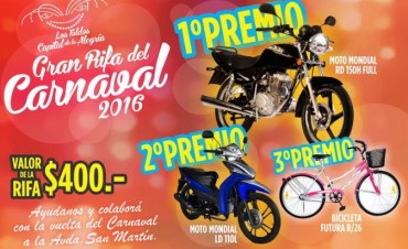 Ya saliò la gran rifa del Carnaval 2016
