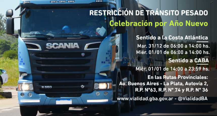 Restricción de camiones por la celebración del Año Nuevo