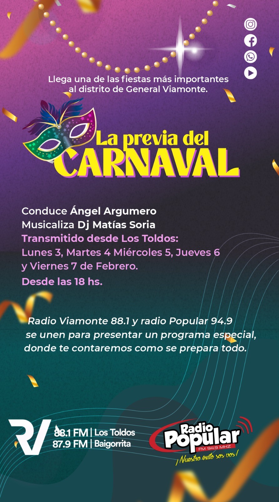 La previa del carnaval en radio