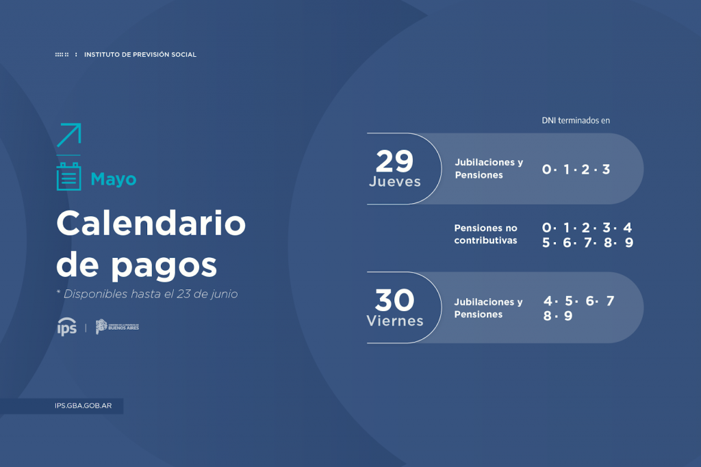  JUEVES 29 MAYO:  Comienza el pago de haberes 
