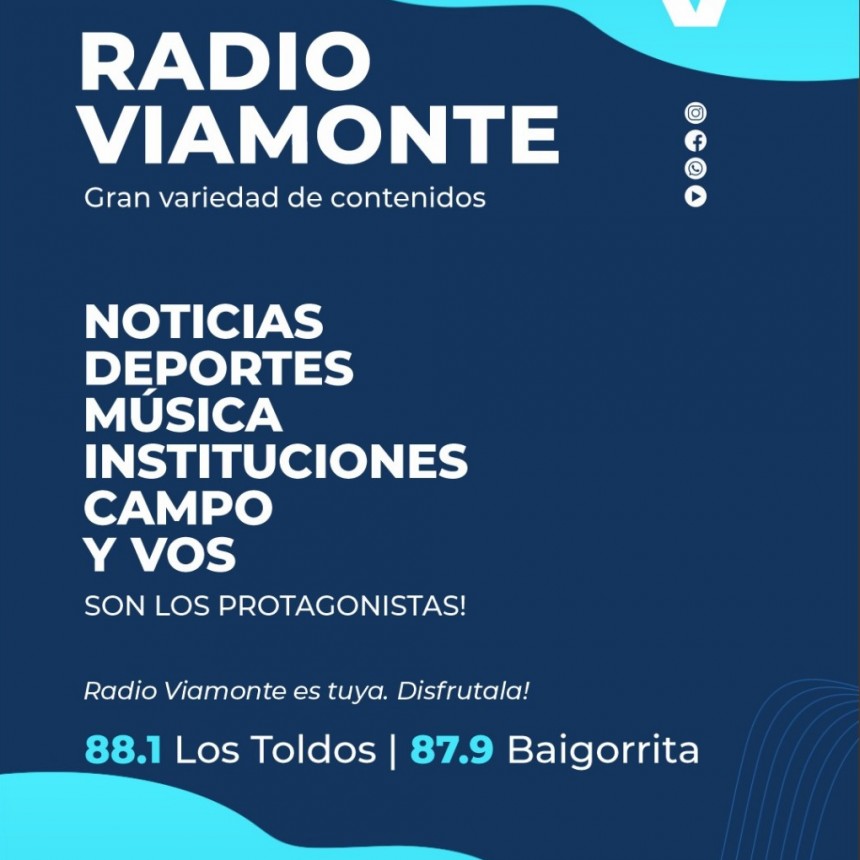 Vivi la nueva programacion de Radio Viamonte 88.1 en Los Toldos