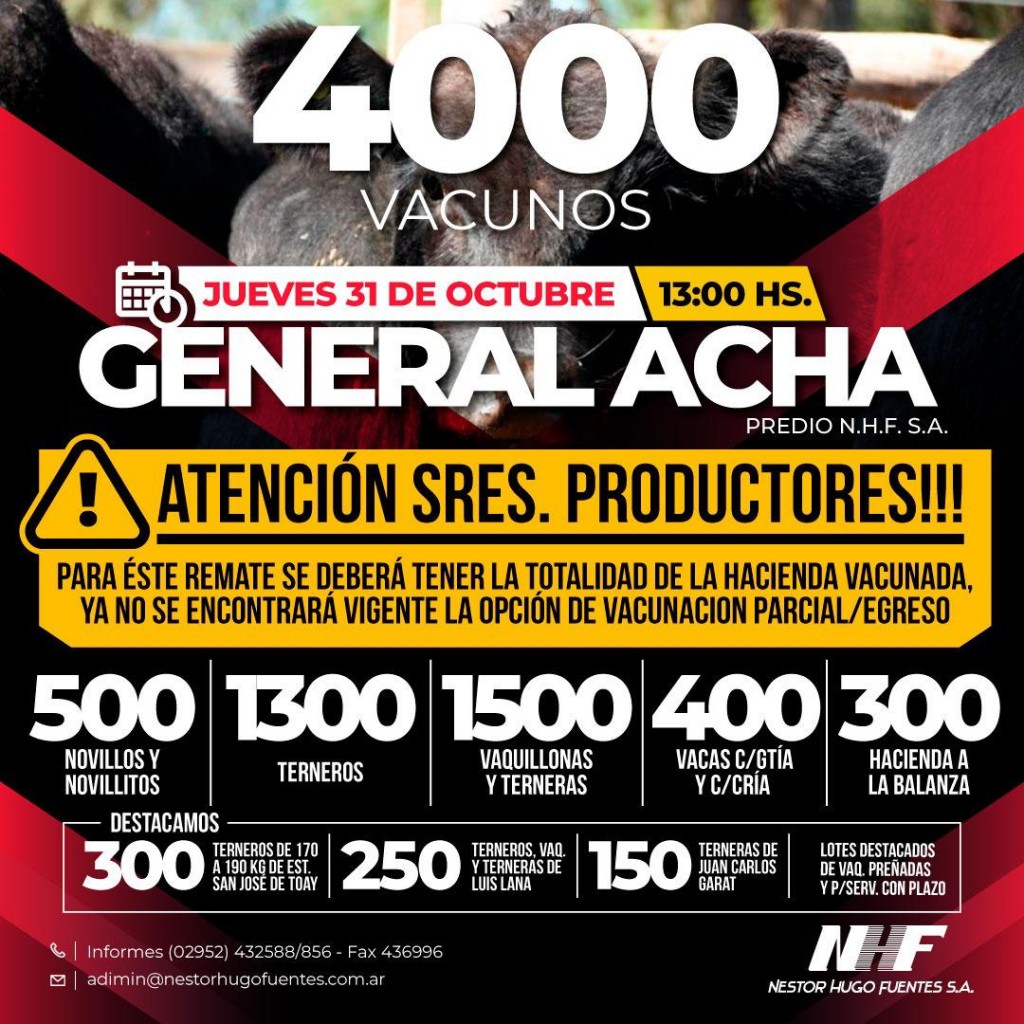 Info importante para el sector ganadero. Remate feria